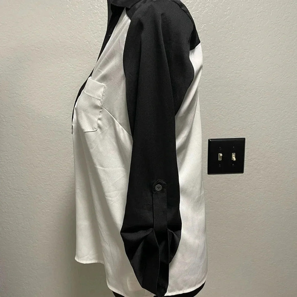 Vintage Y2K 90s 2b bebe color block collared blouse w roll tab sleeves XS - Picture 3 of 7